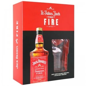 Kit Whisky Jack Daniels Fire 1000 ml com 1 Copos